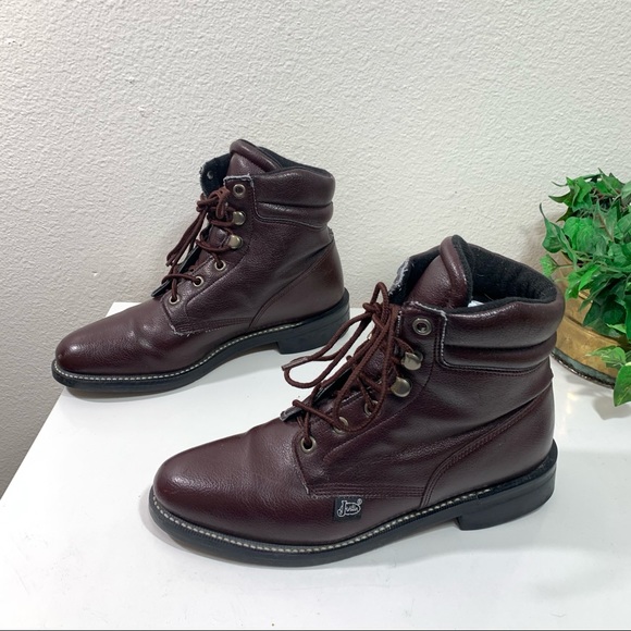 Justin Boots Shoes - Justin Combat Work Boots Burgundy Man Made Leather